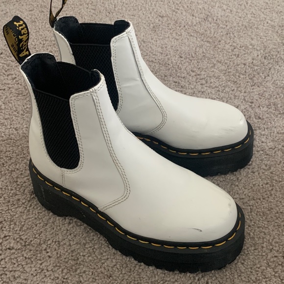 Dr. Martens Shoes - Dr. Martens 2976 White Platform Chelsea Boots